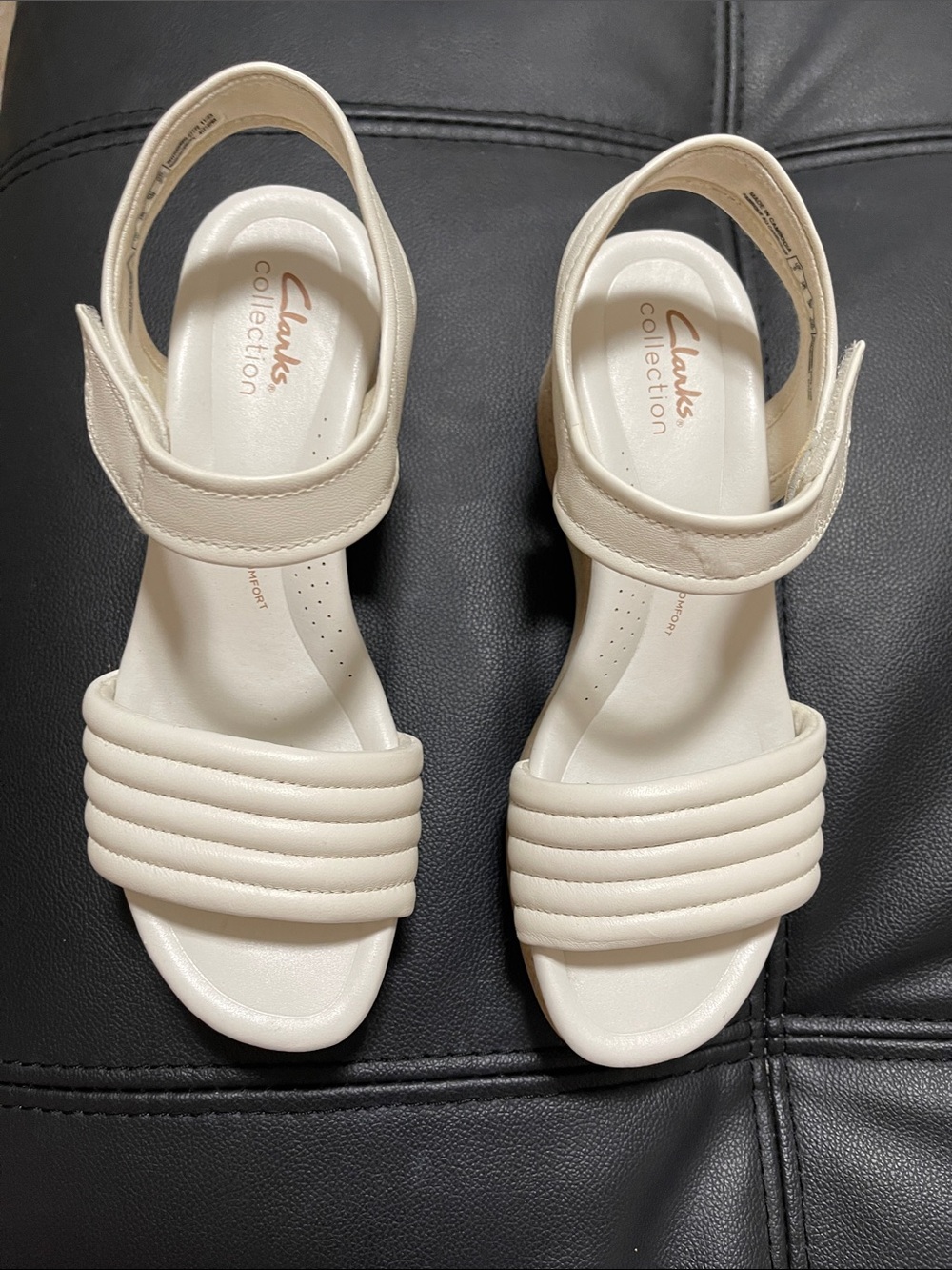 Women’s Clarks Cream Padded Strap Slingback Sandals